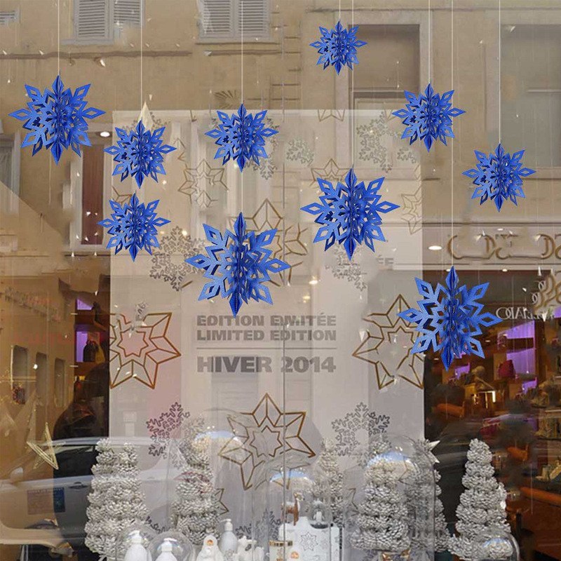 6 Pcs Set Cardboard 3D Hollow Snowflake Hanging Ornaments New Year's Christmas Decorations For Home Party Decoration