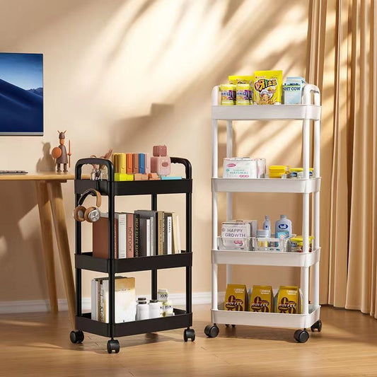 Mobile Storage Rack With Multiple Floor Standing Shelves