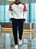 Mens 3D-printed Long-sleeve And Long-pants Two-piece Sports Set