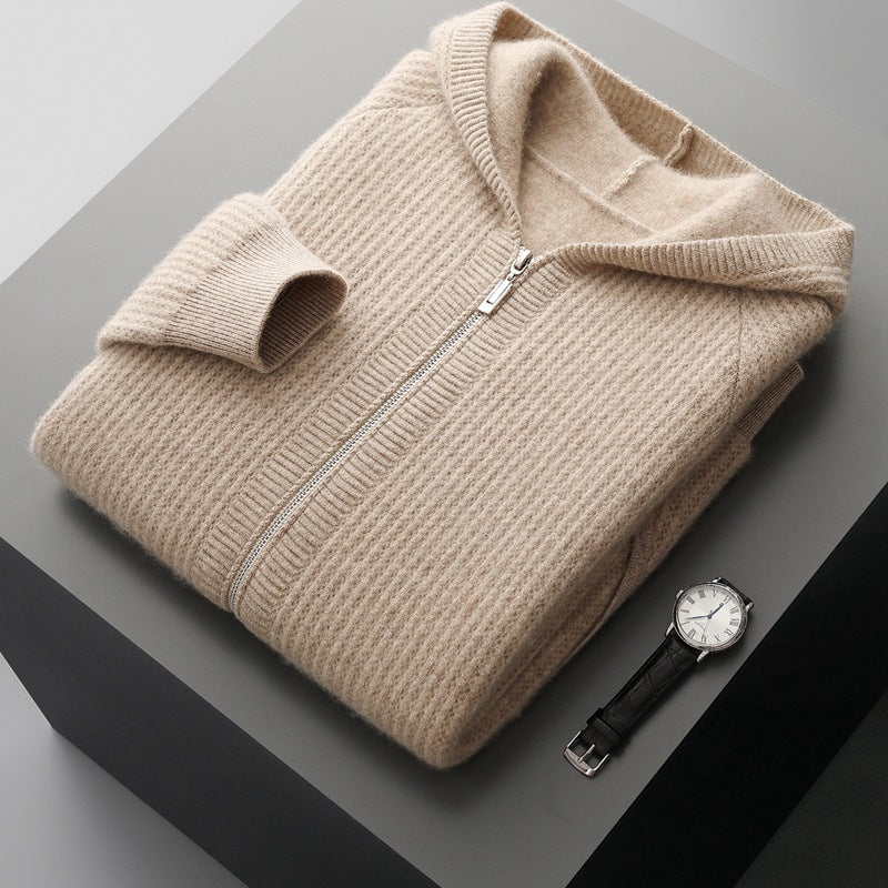 Thickened Zip-up Sweater Made From Pure Wool