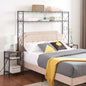 Queen Bed Frame With 2 Nightstands Headboards With Storage Cabinet, Headboard With Shelves, Bookcase Headboard Queen Easy Assembly For Bedroom Iron And Wood Rustic Brown