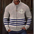 Mens Loose-Fit Stand-Up Collar Zip-Up Jacket Top