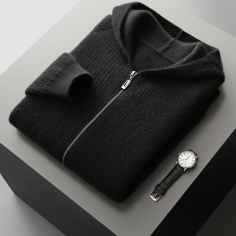 Thickened Zip-up Sweater Made From Pure Wool