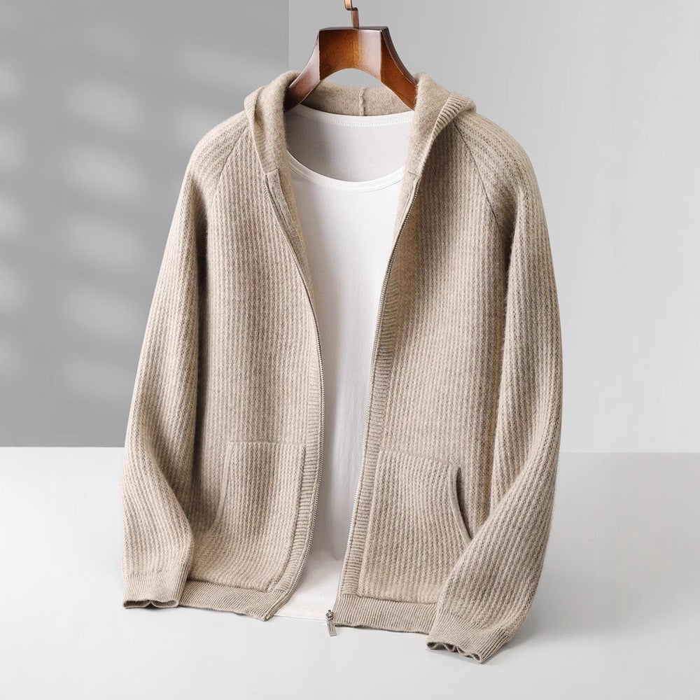 Thickened Zip-up Sweater Made From Pure Wool