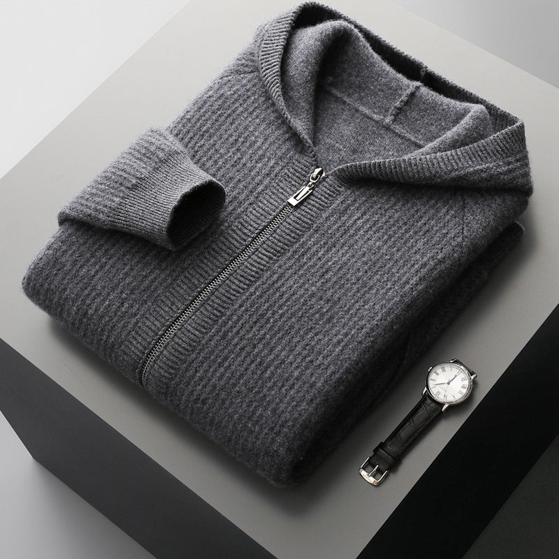 Thickened Zip-up Sweater Made From Pure Wool