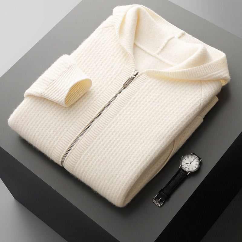 Thickened Zip-up Sweater Made From Pure Wool