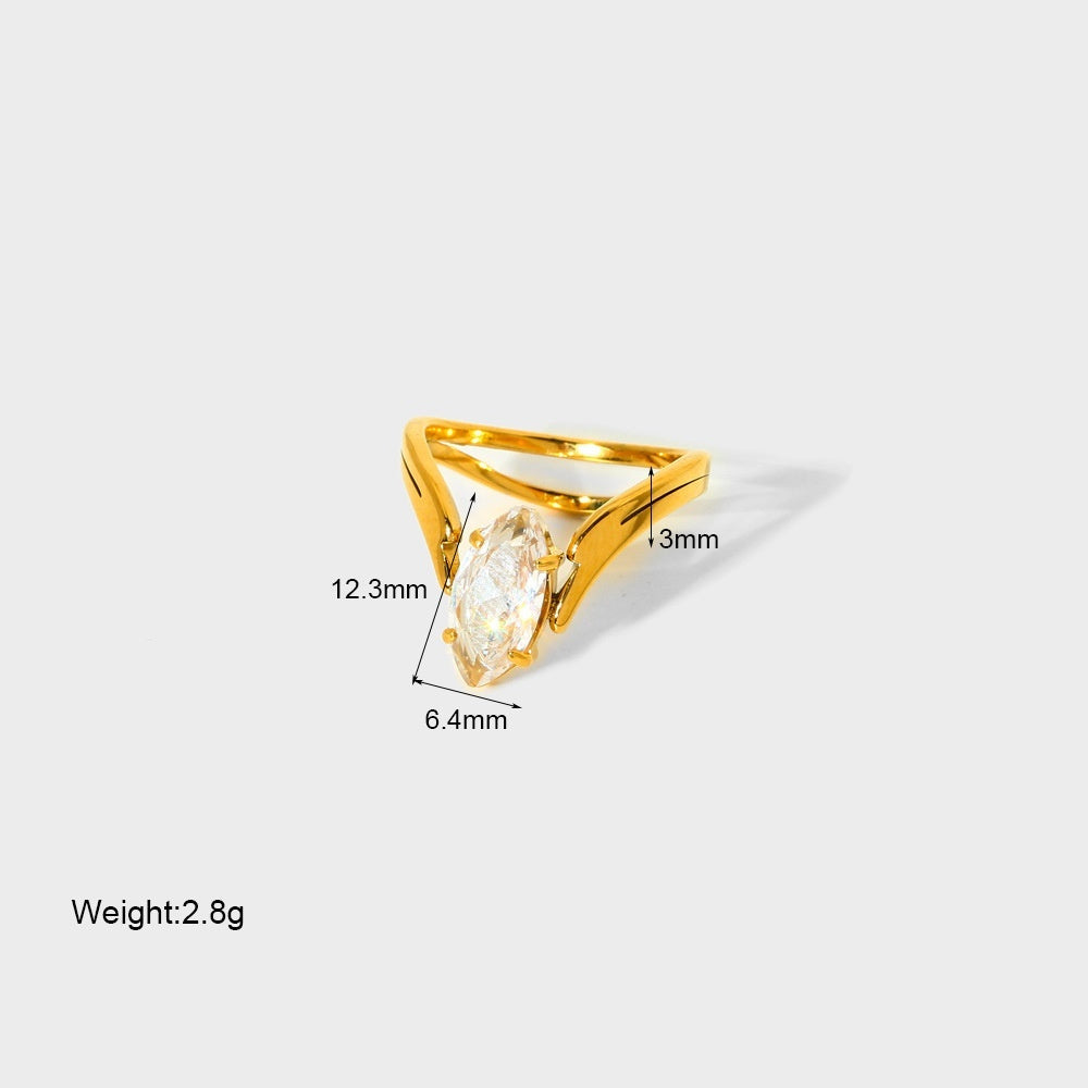 Womens Stainless Steel Ring With 18K Gold Plating