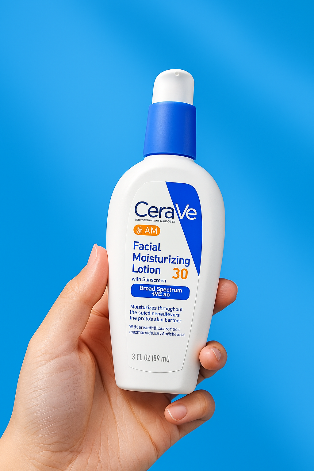 CeraVe AM Moisturizer with SPF 30 for Face – Oil-Free Daily Lotion with Hyaluronic Acid & Ceramides – Non-Comedogenic Sunscreen 3 oz (89ml)