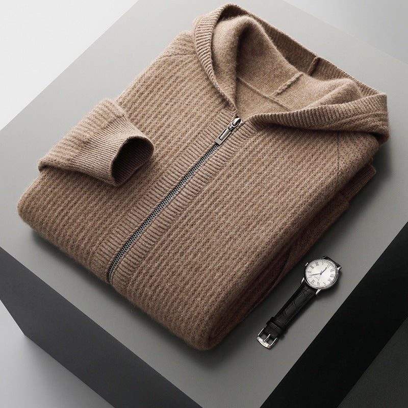 Thickened Zip-up Sweater Made From Pure Wool