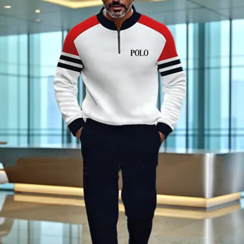 Mens 3D-printed Long-sleeve And Long-pants Two-piece Sports Set