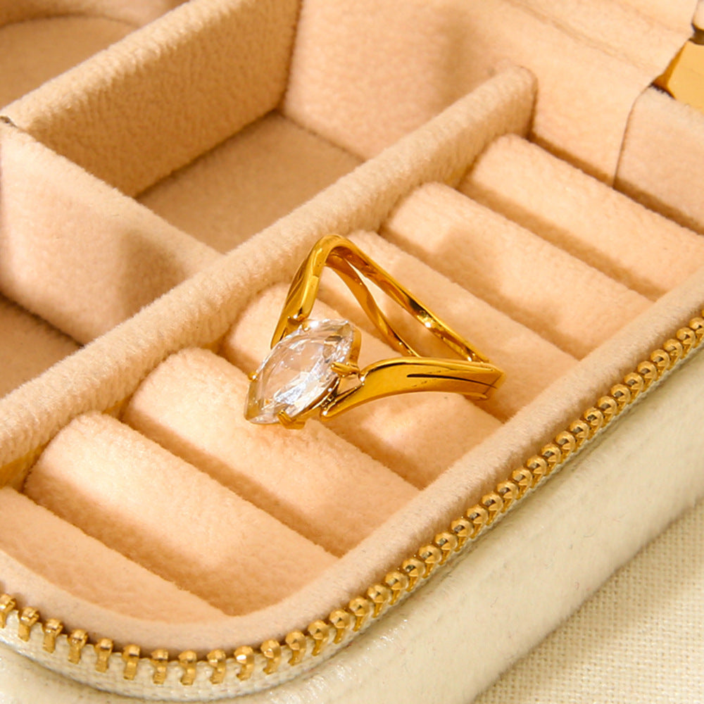 Womens Stainless Steel Ring With 18K Gold Plating
