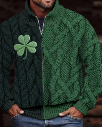 Mens Loose-Fit Stand-Up Collar Zip-Up Jacket Top