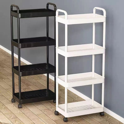 Mobile Storage Rack With Multiple Floor Standing Shelves
