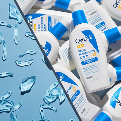 CeraVe AM Moisturizer with SPF 30 for Face – Oil-Free Daily Lotion with Hyaluronic Acid & Ceramides – Non-Comedogenic Sunscreen 3 oz (89ml)