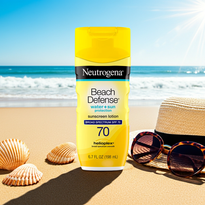 Neutrogena Beach Defense Sunscreen Lotion SPF 70 – Broad Spectrum, Fast-Absorbing Face & Body Sun Protection, Water Resistant for 80 Minutes, Oil-Free 6.7 fl oz