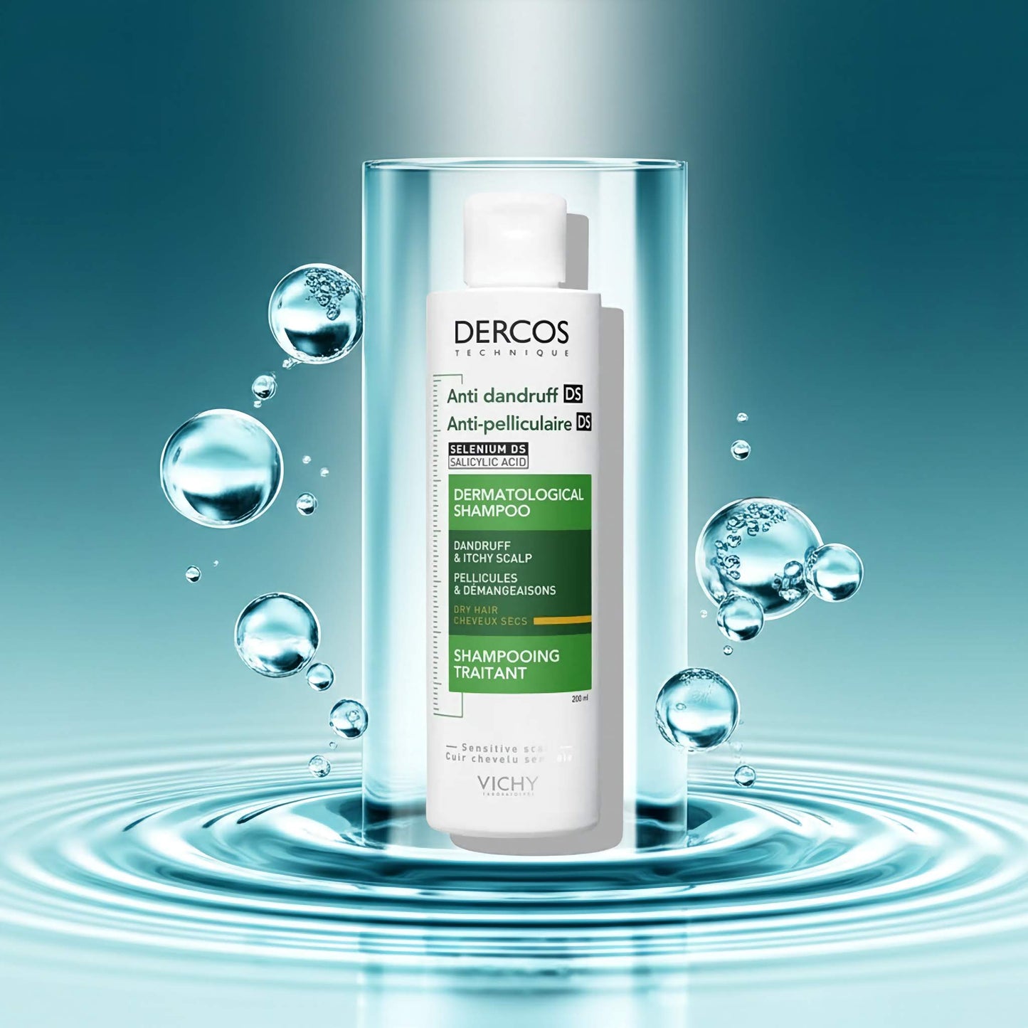 Vichy Dercos Anti-Dandruff DS Shampoo for Dry Hair | Nourishing Formula with Selenium DS & Salicylic Acid