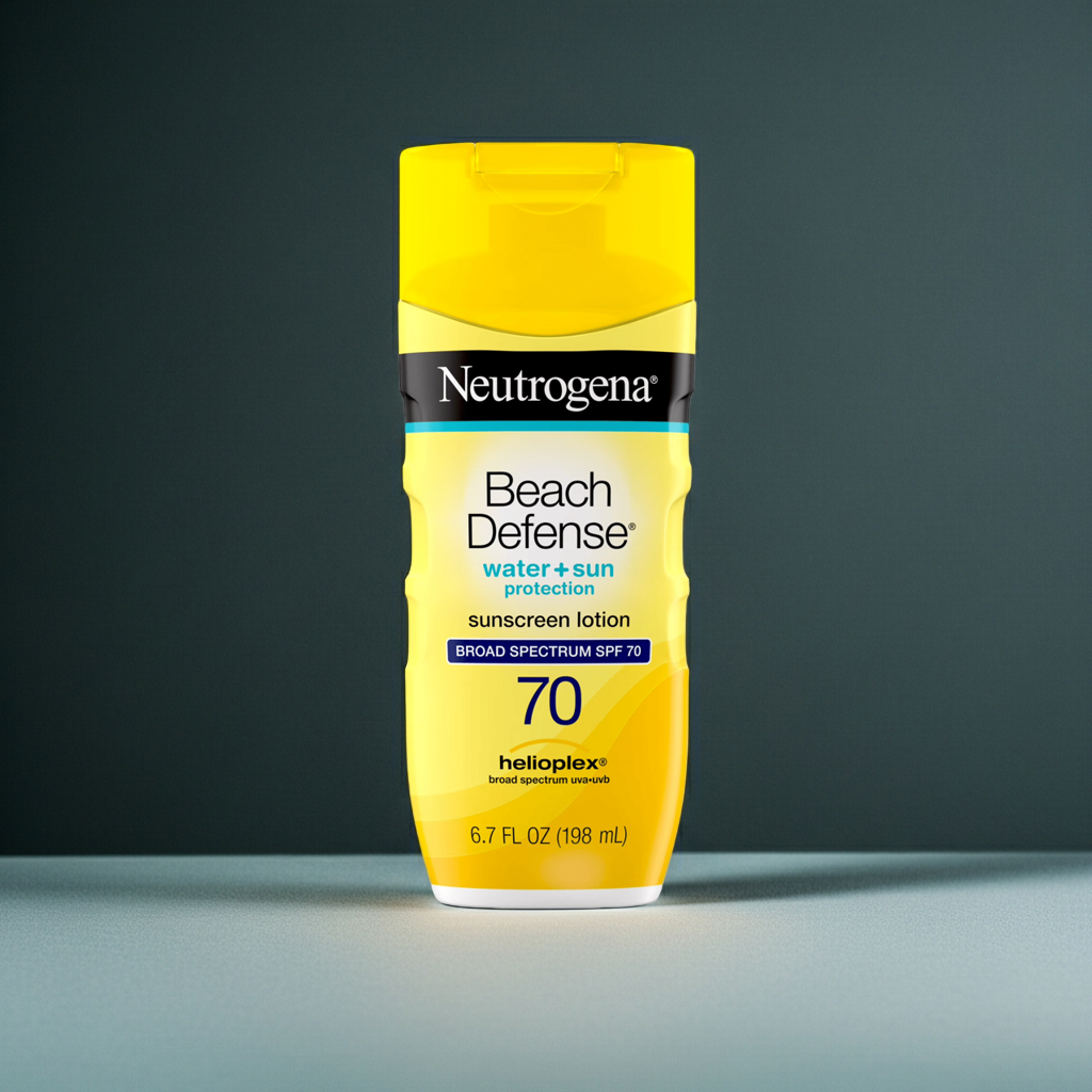 Neutrogena Beach Defense Sunscreen Lotion SPF 70 – Broad Spectrum, Fast-Absorbing Face & Body Sun Protection, Water Resistant for 80 Minutes, Oil-Free 6.7 fl oz