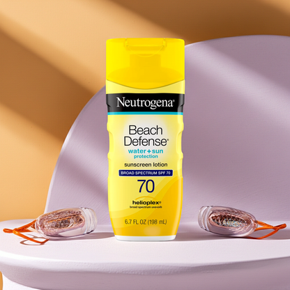Neutrogena Beach Defense Sunscreen Lotion SPF 70 – Broad Spectrum, Fast-Absorbing Face & Body Sun Protection, Water Resistant for 80 Minutes, Oil-Free 6.7 fl oz