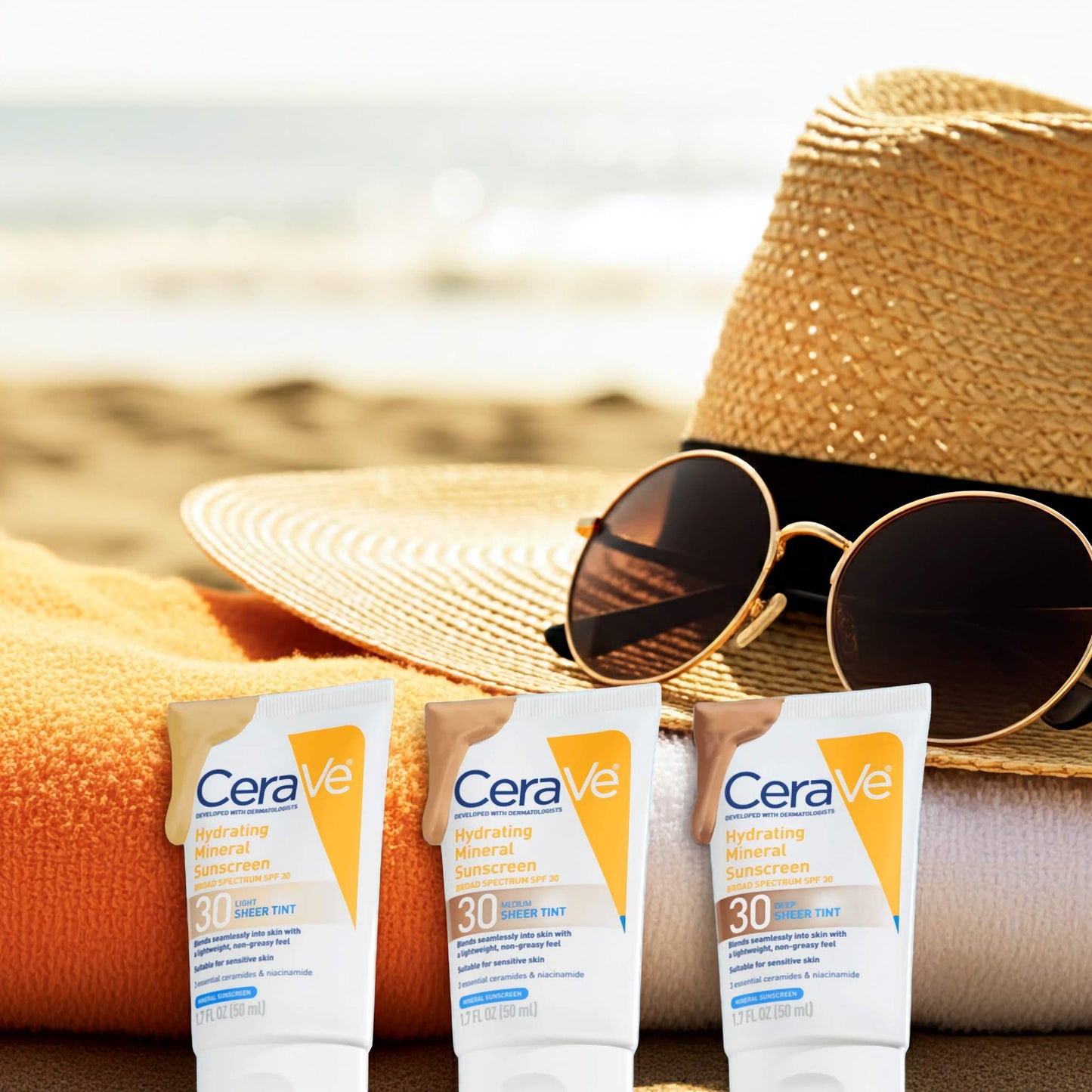 CeraVe Tinted Hydrating Mineral Sunscreen SPF 30 – Lightweight Zinc & Titanium Dioxide Formula for Smooth, Radiant Skin (Medium, 1.7 fl oz)